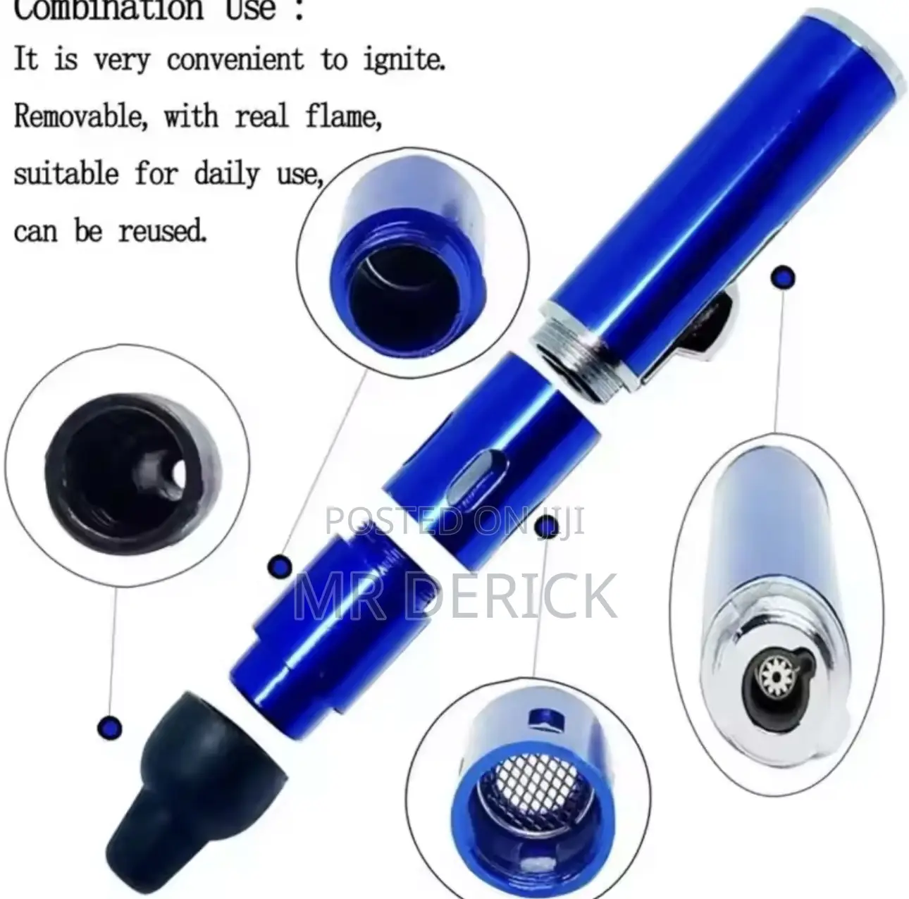 New Multifunctional Practical Dry Herbs Lighter With Pipe Mouthpiece