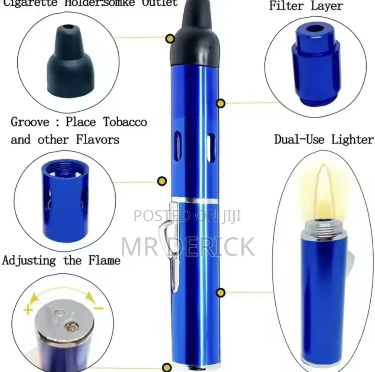 New Multifunctional Practical Dry Herbs Lighter With Pipe Mouthpiece