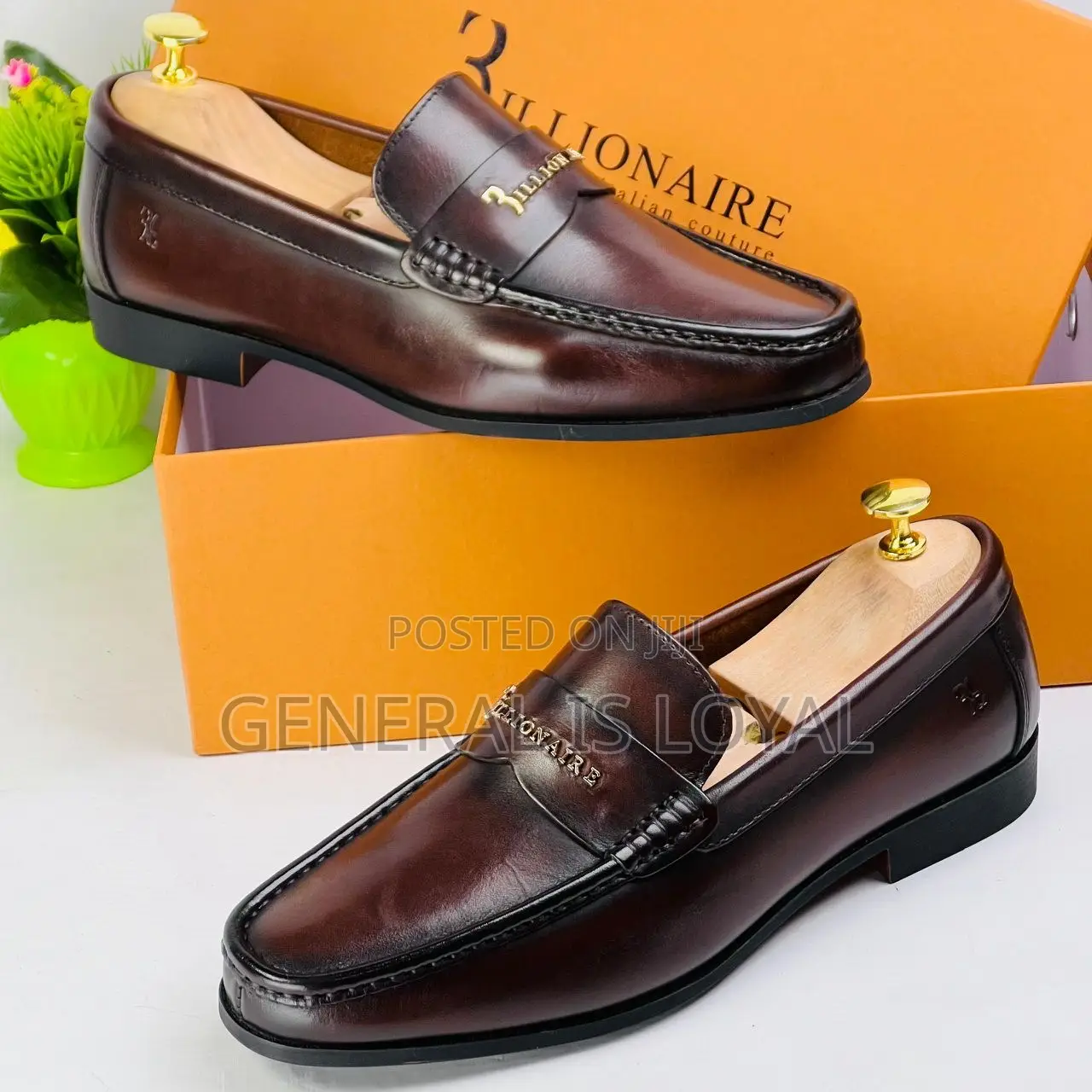 Billionaire Coffee Men Leather Loafers Shoe