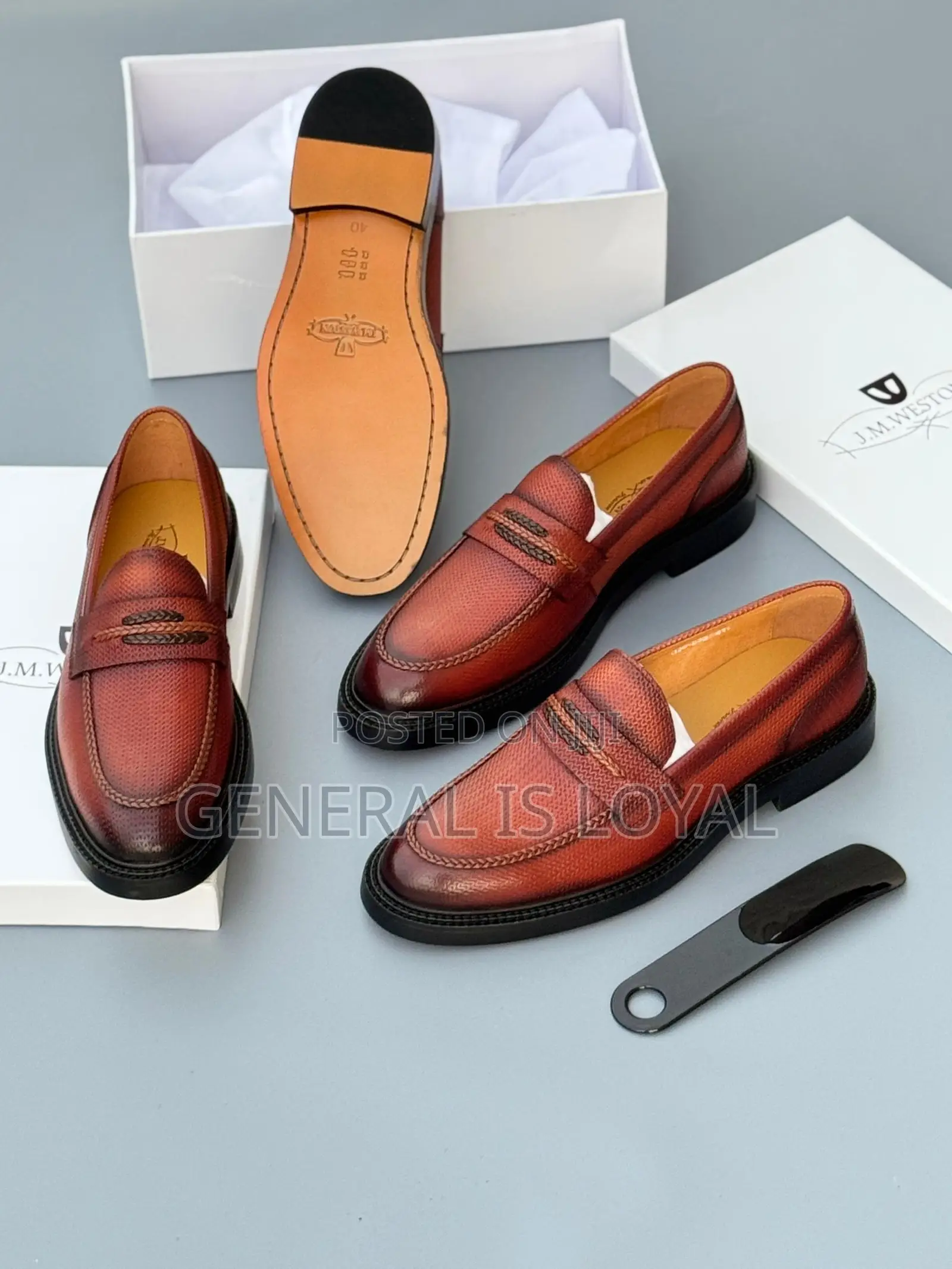 J.M Weston Wine Men Leather Shoe