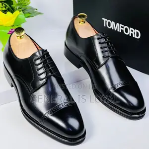 Tom Ford Derby Black Men Leather Shoe