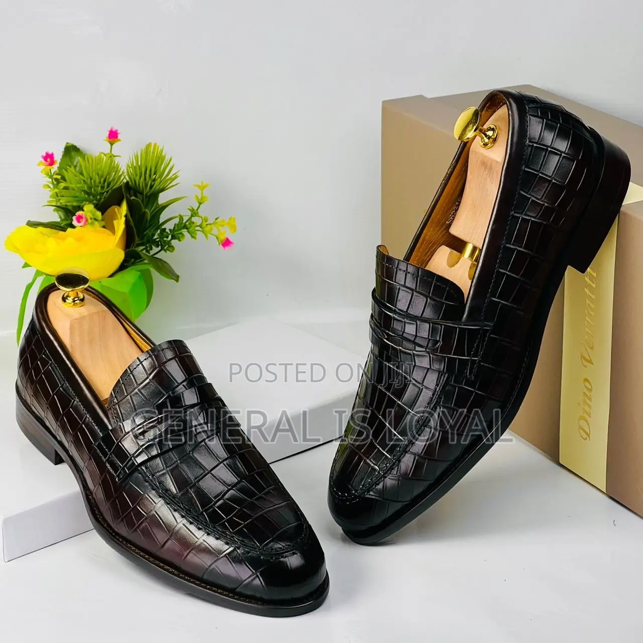 Dino Verratti  Coffee Bricks Loafers Men Leather Shoes