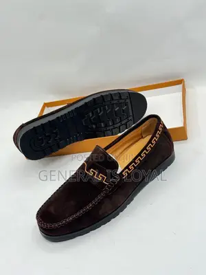 Versace Sued Loafers  Coffee Men Shoe