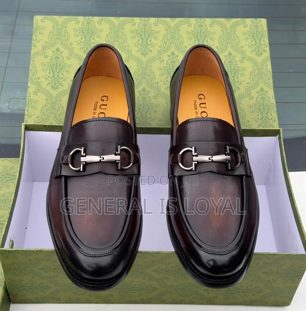 Gucci Men Coffee Leather Shoe