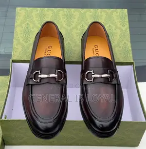 Gucci Men Coffee Leather Shoe