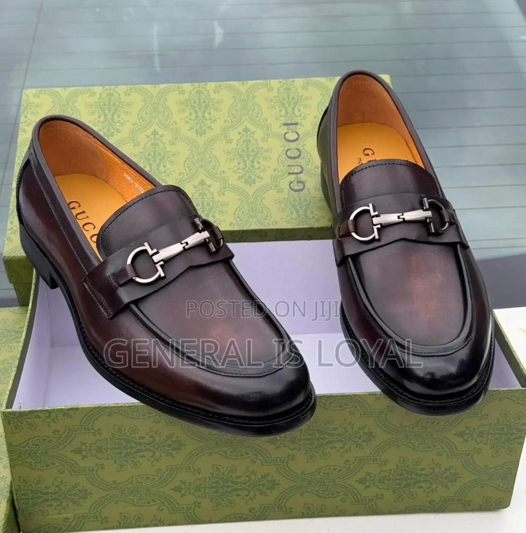 Gucci Men Coffee Leather Shoe