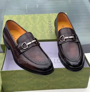 Gucci Men Coffee Leather Shoe