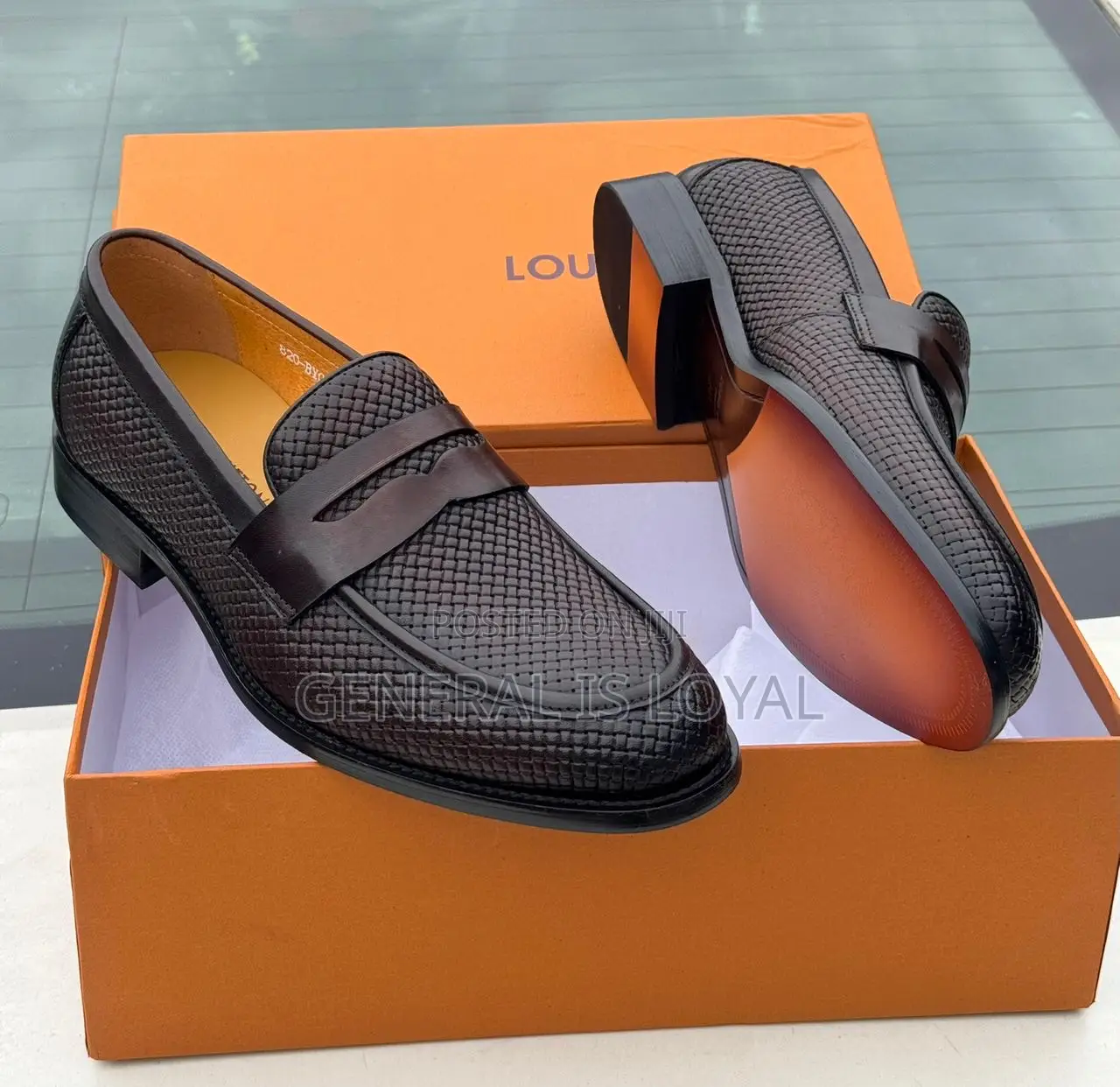 Louis Vuitton Men Dark Coffee Leather Shoe