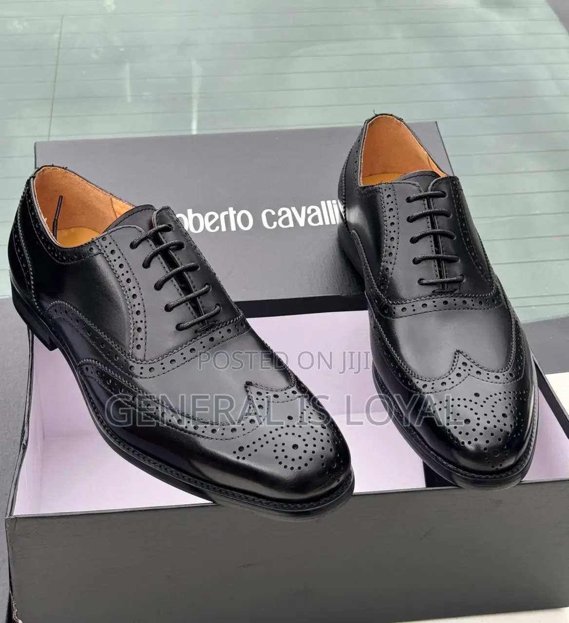 Roberto Cavalli Black Men Leather Lace Shoe
