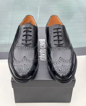 Roberto Cavalli Black Men Leather Lace Shoe