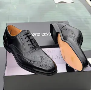 Roberto Cavalli Black Men Leather Lace Shoe