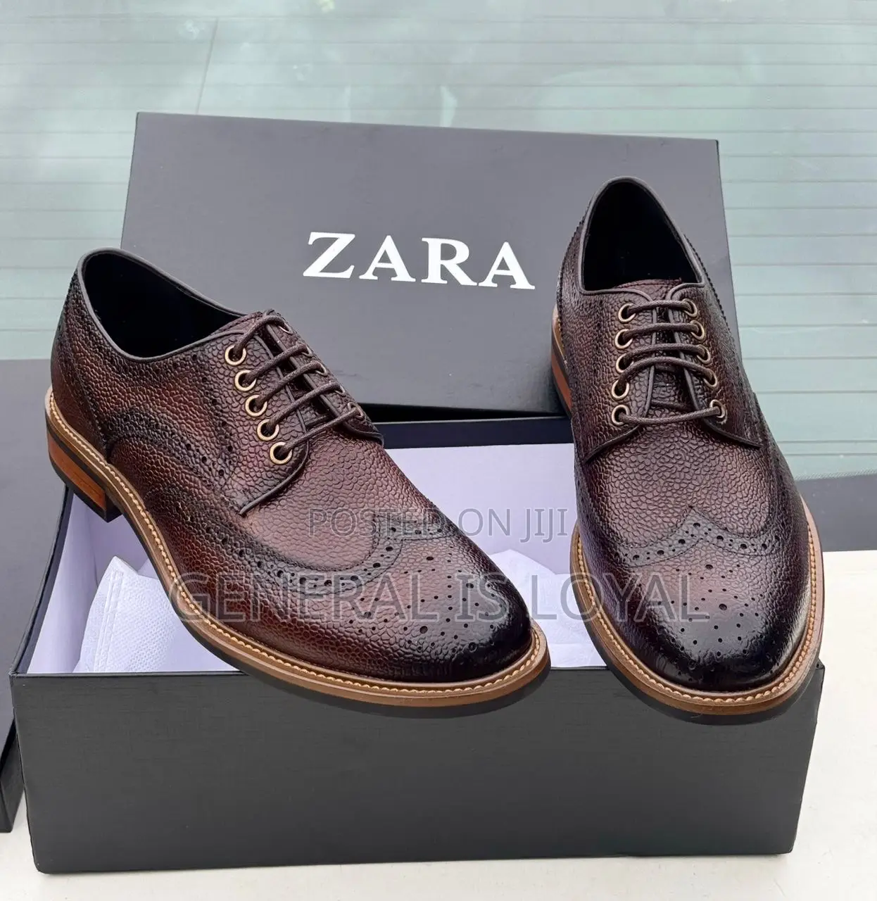 Zara  Derby Dark Coffee Men Leather Lace Shoe