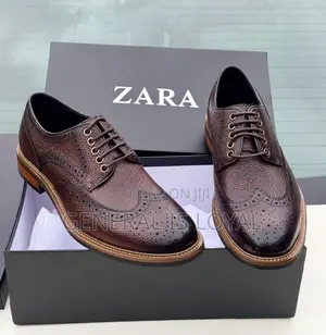 Zara  Derby Dark Coffee Men Leather Lace Shoe