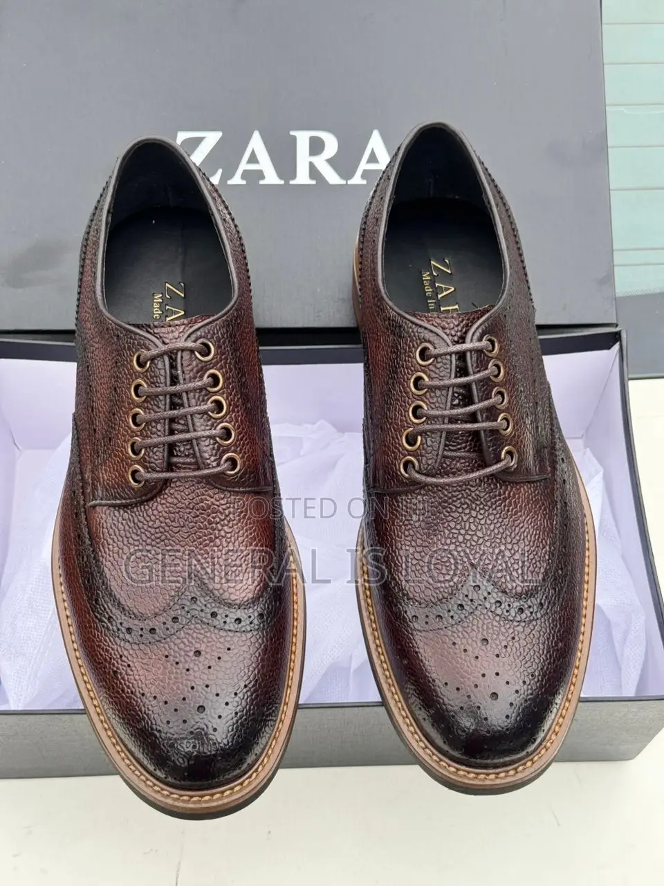 Zara  Derby Dark Coffee Men Leather Lace Shoe