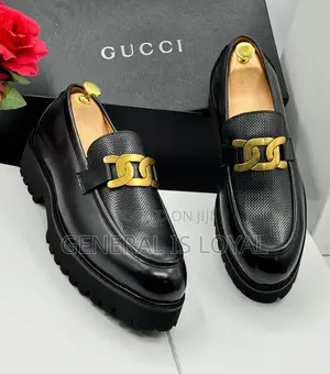 Gucci Chunky Black Leather Men Shoe