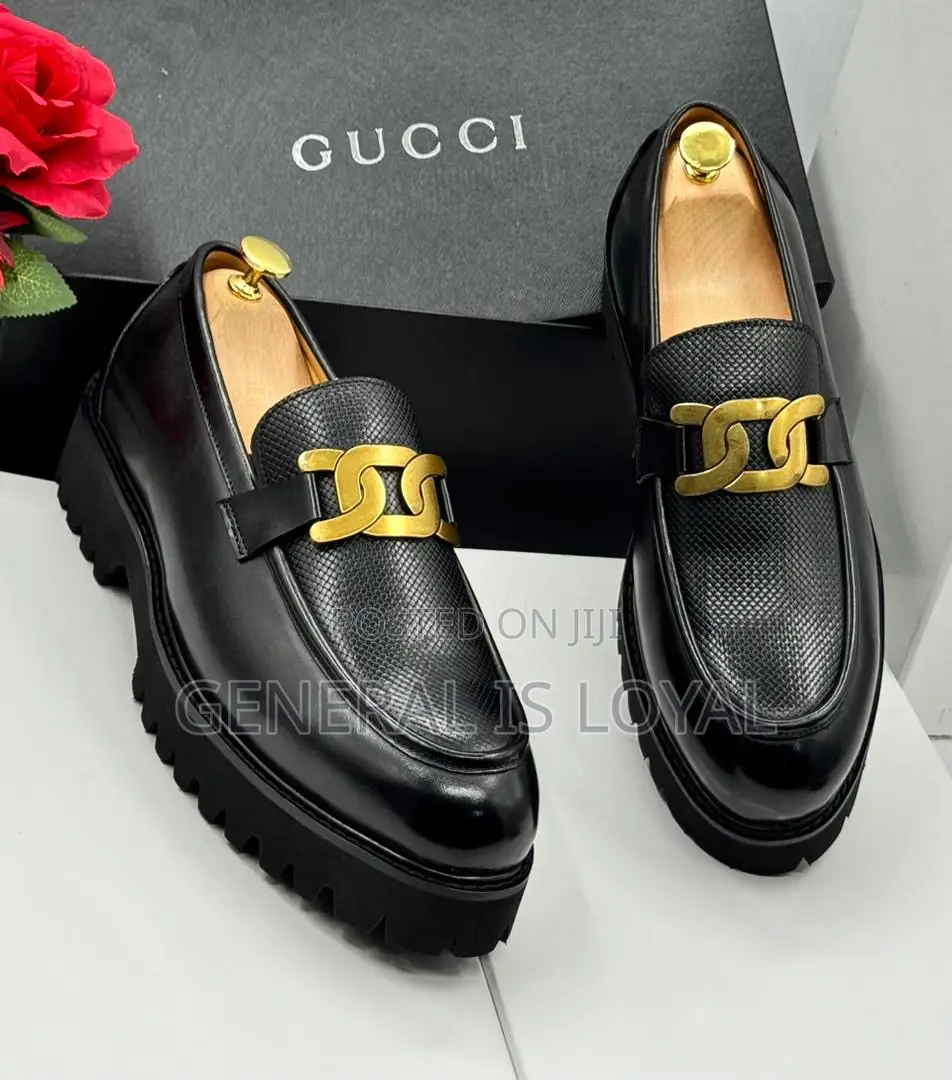 Gucci Chunky Black Leather Men Shoe