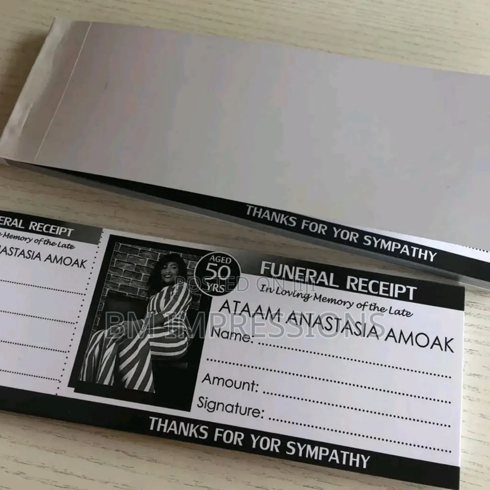 Funeral Receipt Book Printing