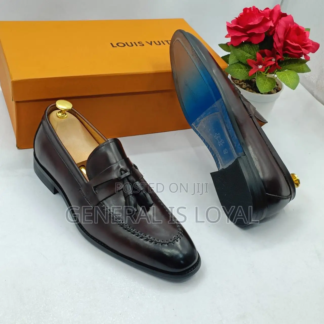 Solid Laceless Coffee Smooth Leather Men’S Penny Loafers