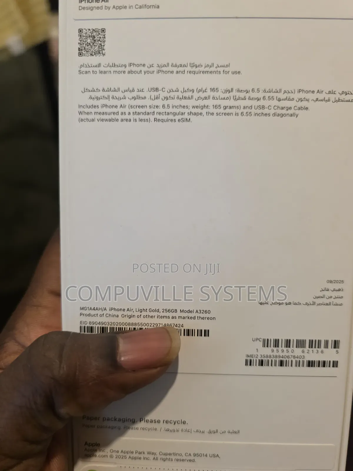 New Apple iPhone Air 256 GB Gold