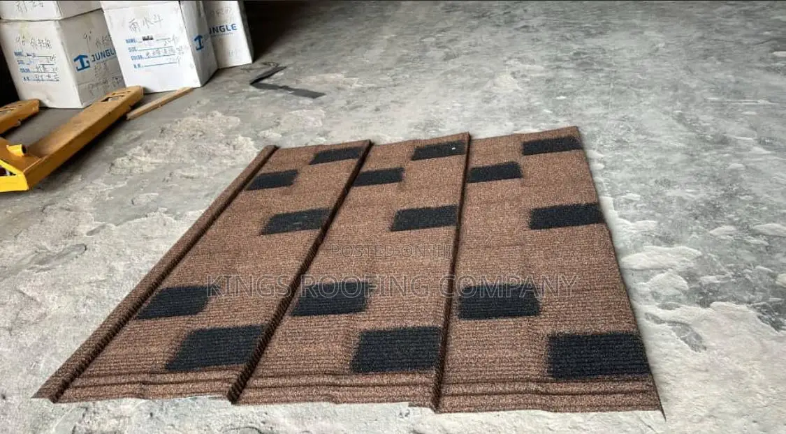 Brown Stone Coated With Black Squared Designed Shingles