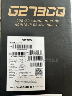 Msi G273cq, 27" Curved, Qhd, 170hz, Freesync, HDR Ready, Hdmi, Dp