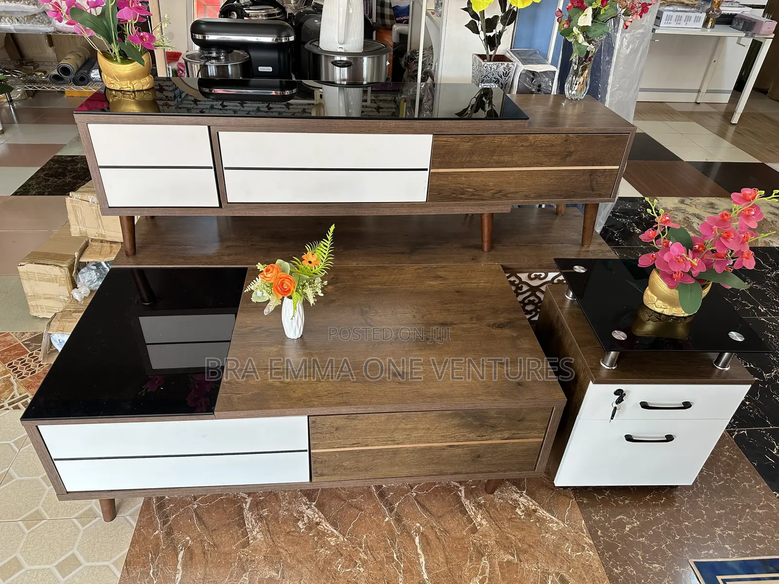 Set Of Tv Stand,Center Table And Bedside Drawer