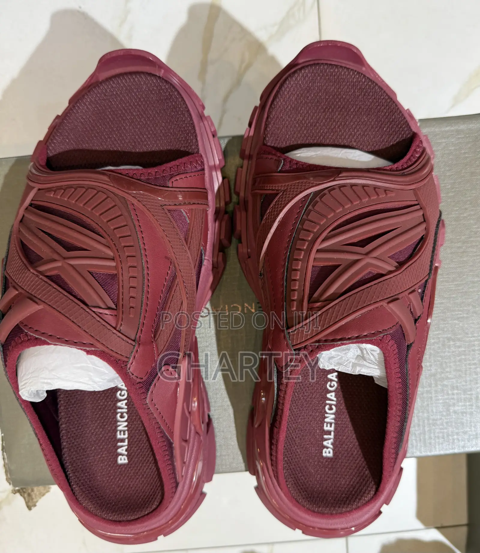 Balenciaga Track Slide Sandals – Burgundy Red