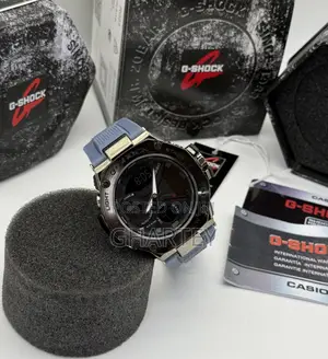Casio G-Shock Analog-Digital Watch Silver Bezel With Light Blue Strap