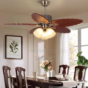 5 Blade Wooden Leaf Fan Light + Remote