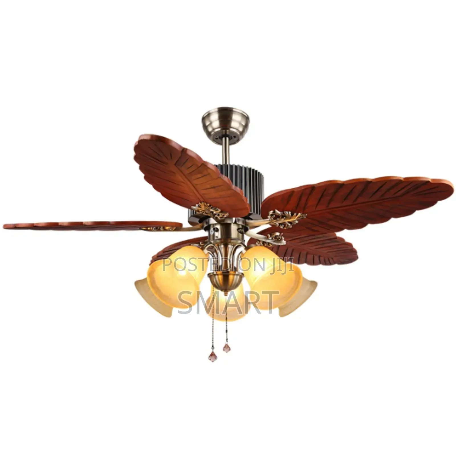 5 Blade Wooden Leaf Fan Light + Remote