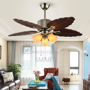 5 Blade Wooden Leaf Fan Light + Remote
