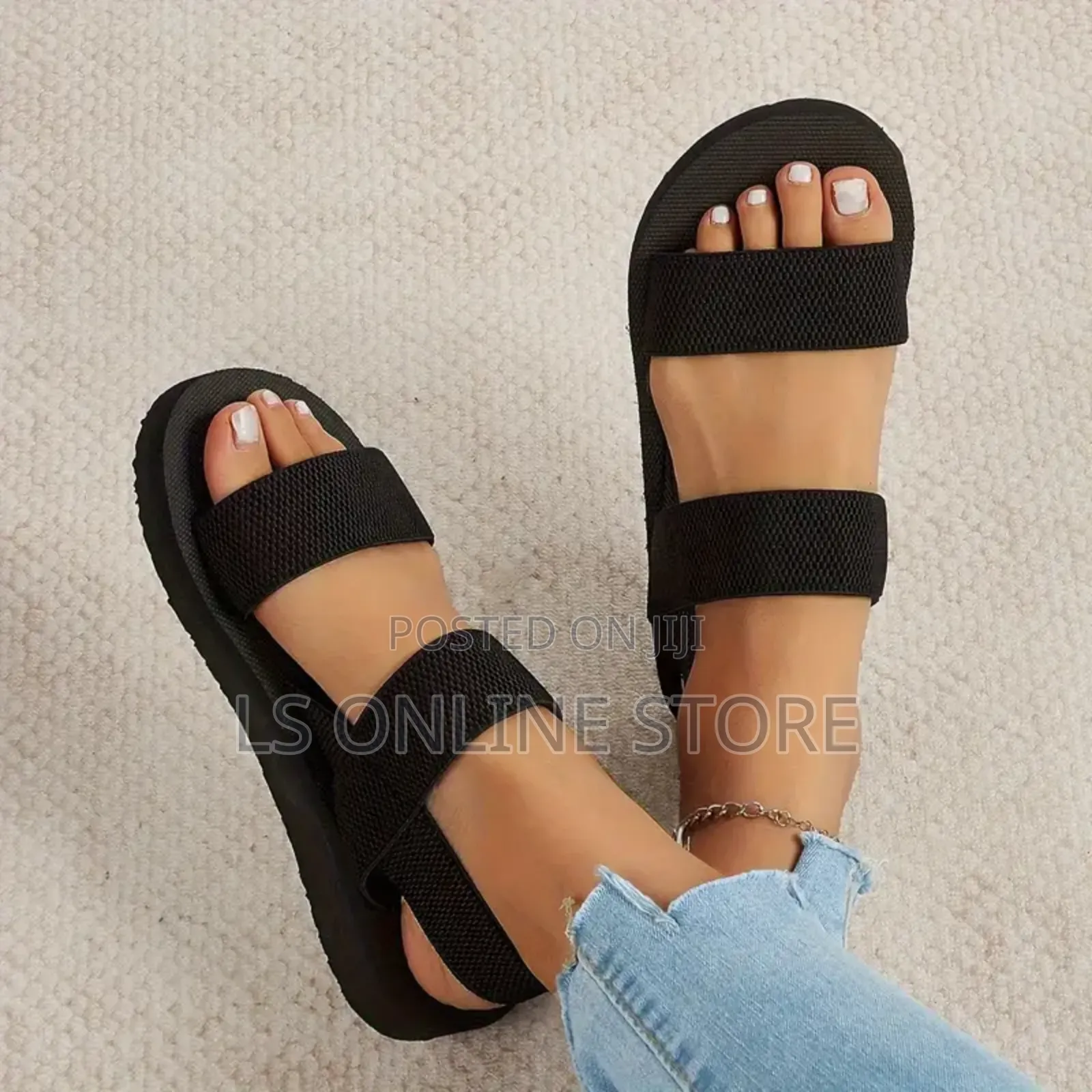 Ladies Simple Black Sandals