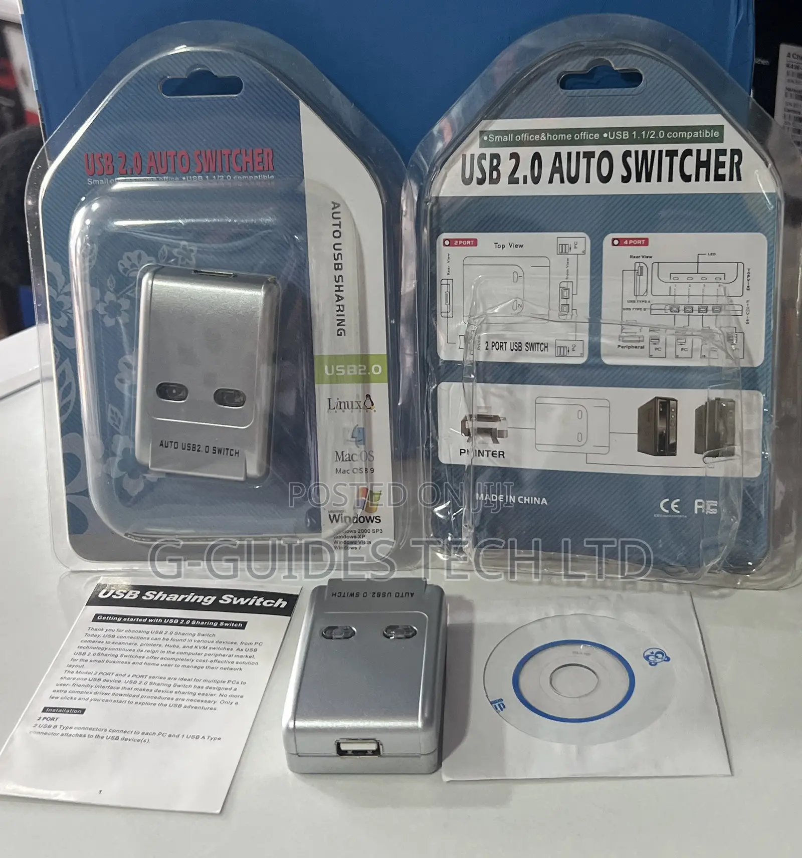2-Port Usb Printer Switch, 2-Port Usb Auto Sharing Switch