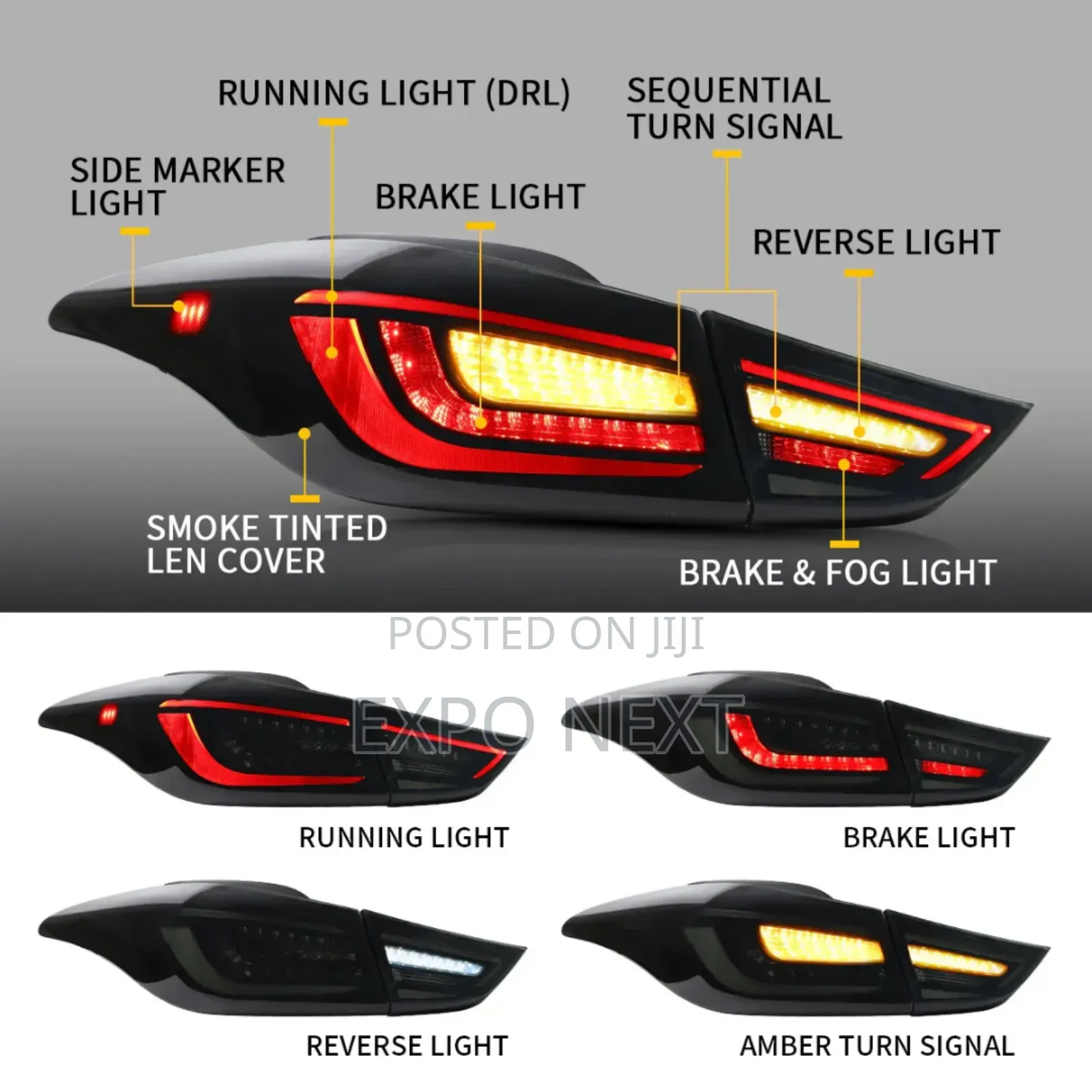 Elantra Taillight 2011- 2016 Led Black Set