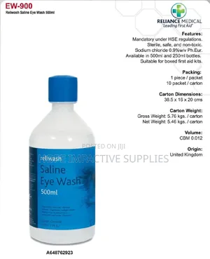 Saline Eye Wash Bottle (500ml).