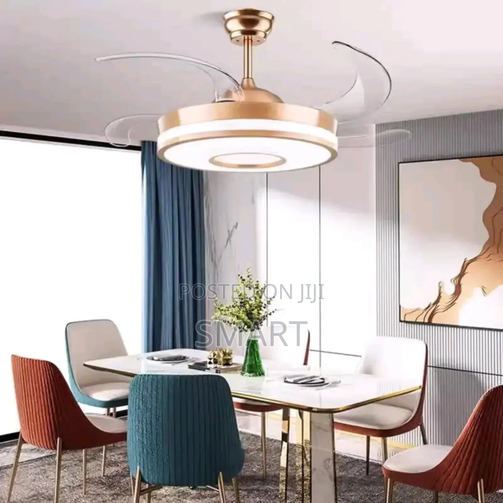Modern Retractable Ceiling Fanlight With Bluetooth and Remote Control