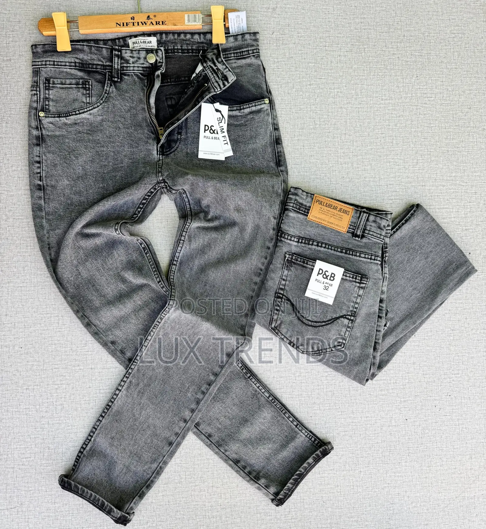 None Fade Long Jeans Trousers for Men