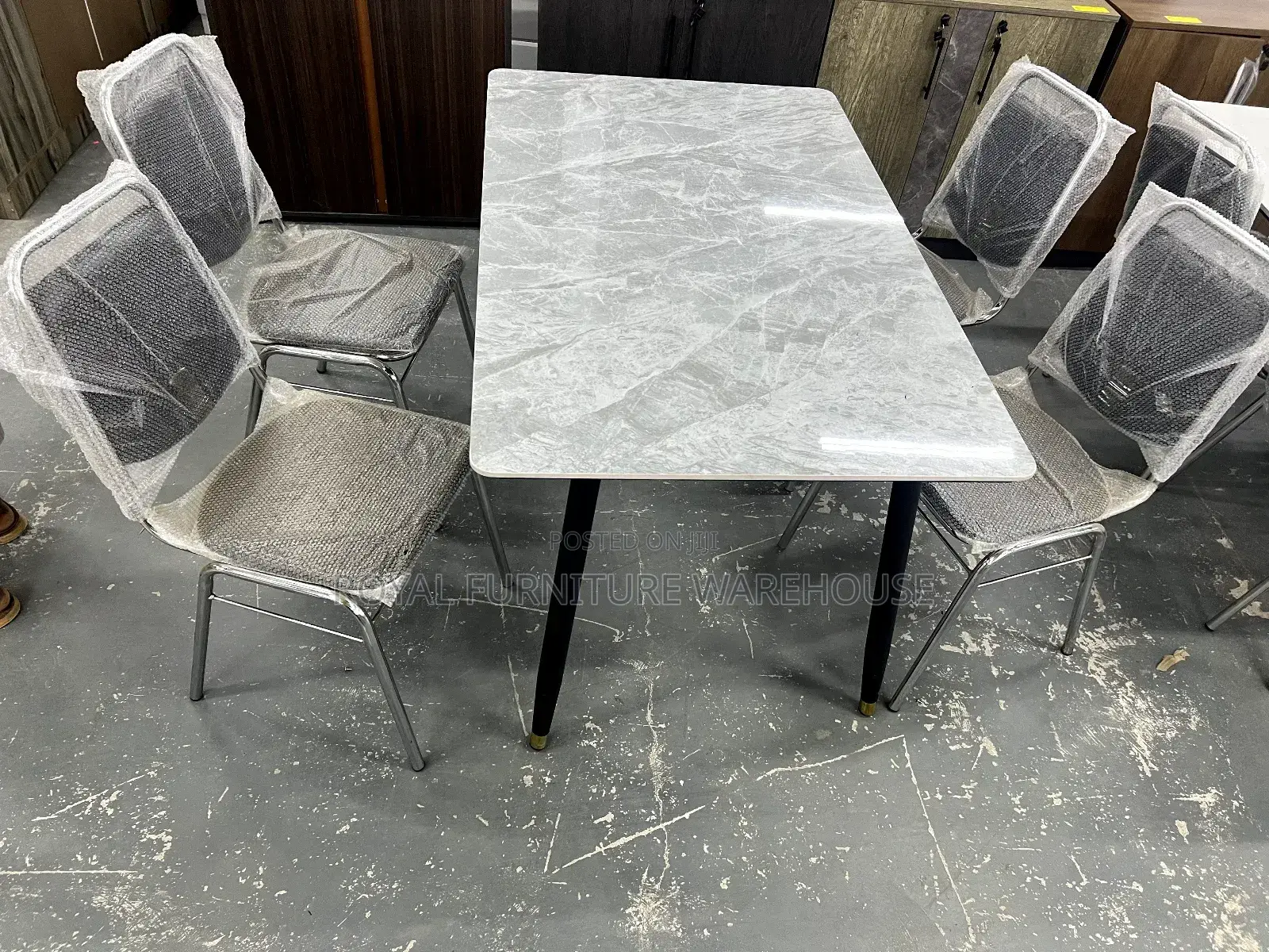 Gray Marble Dining Set