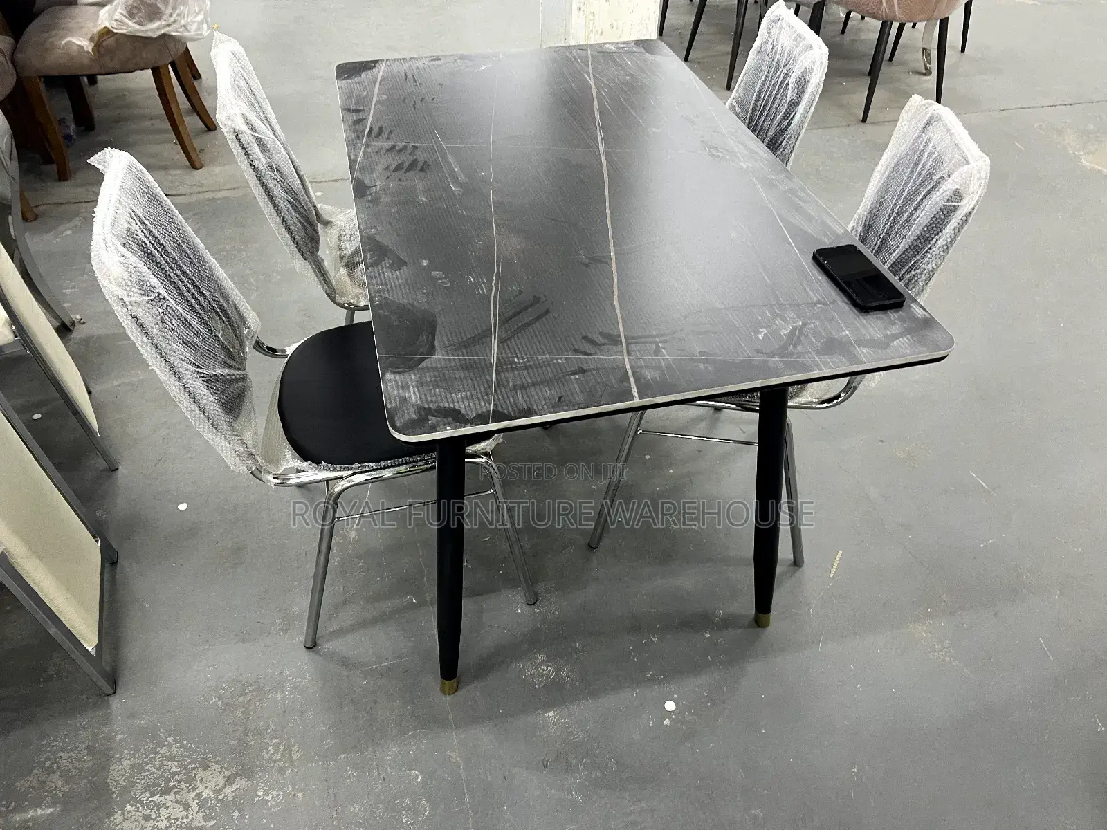 Black Marble Dining Set 4 Seater