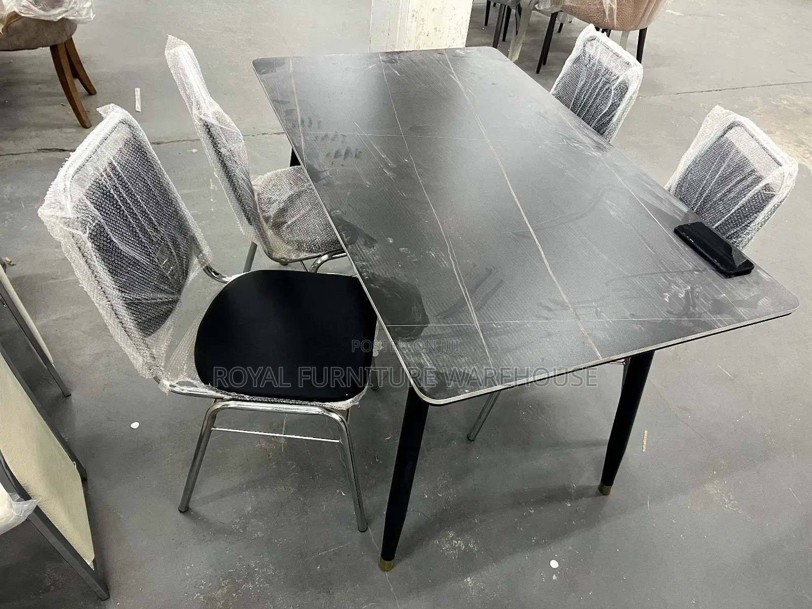 Black Marble Dining Set 4 Seater