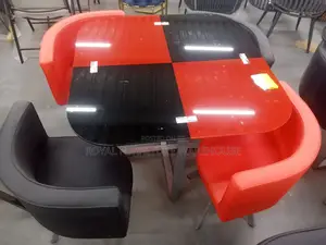 Red and Black Design Finish Tempered Glass Dining Set