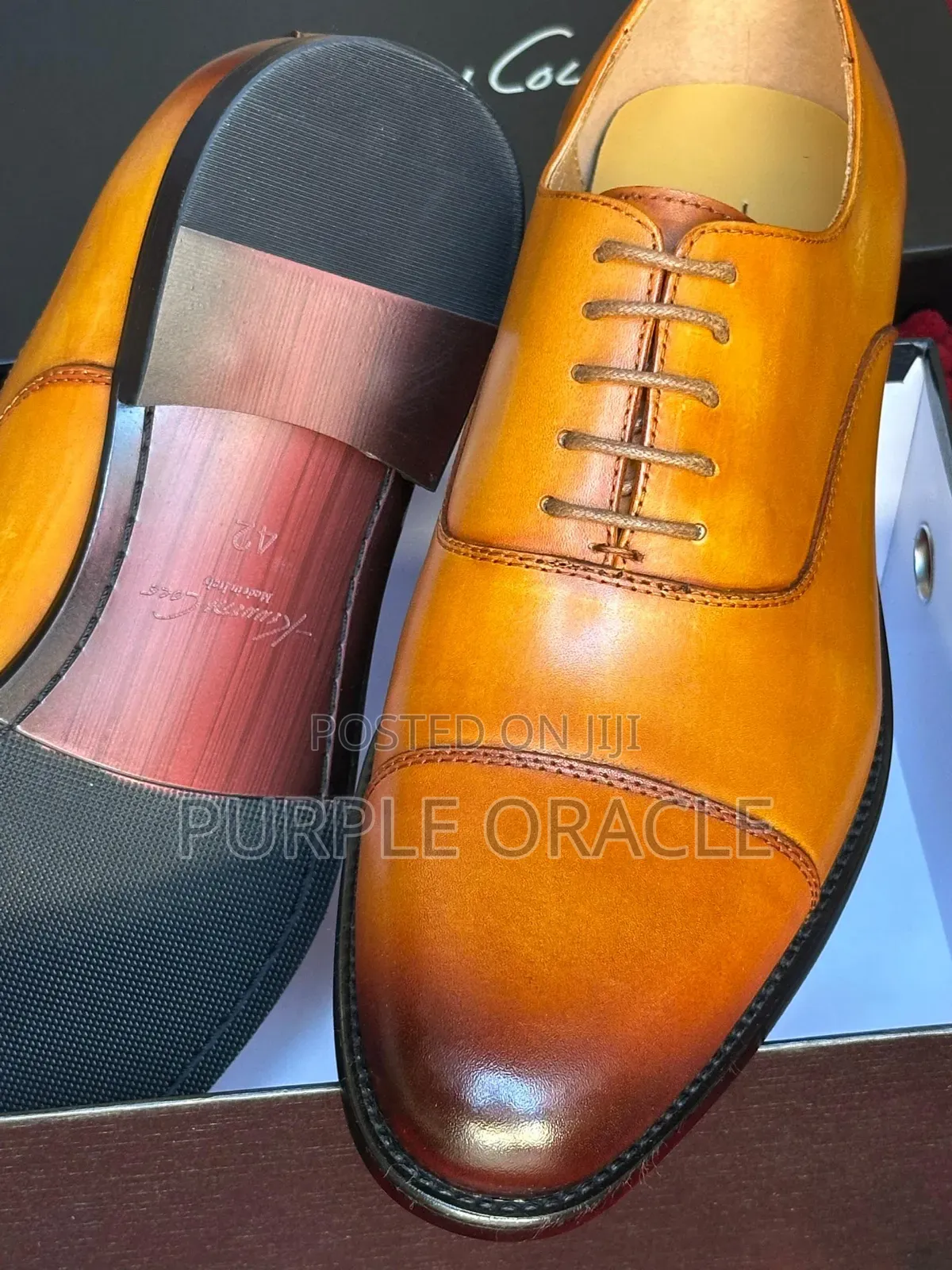 Smooth Polished Tan Kennett Cole Oxford Dress Shoe