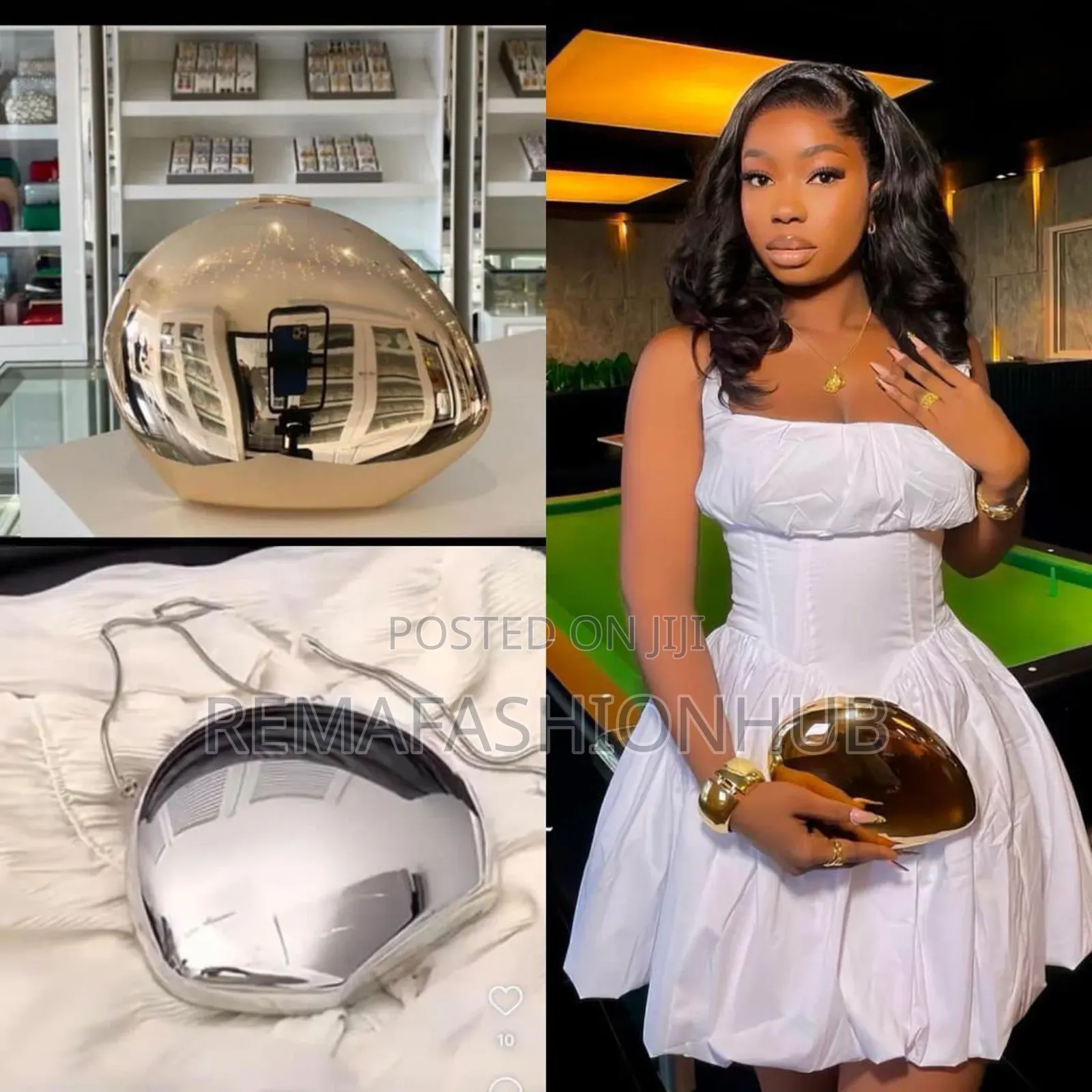 Acrylic Concave Oval Shaped Party Mirror Clutch Purse