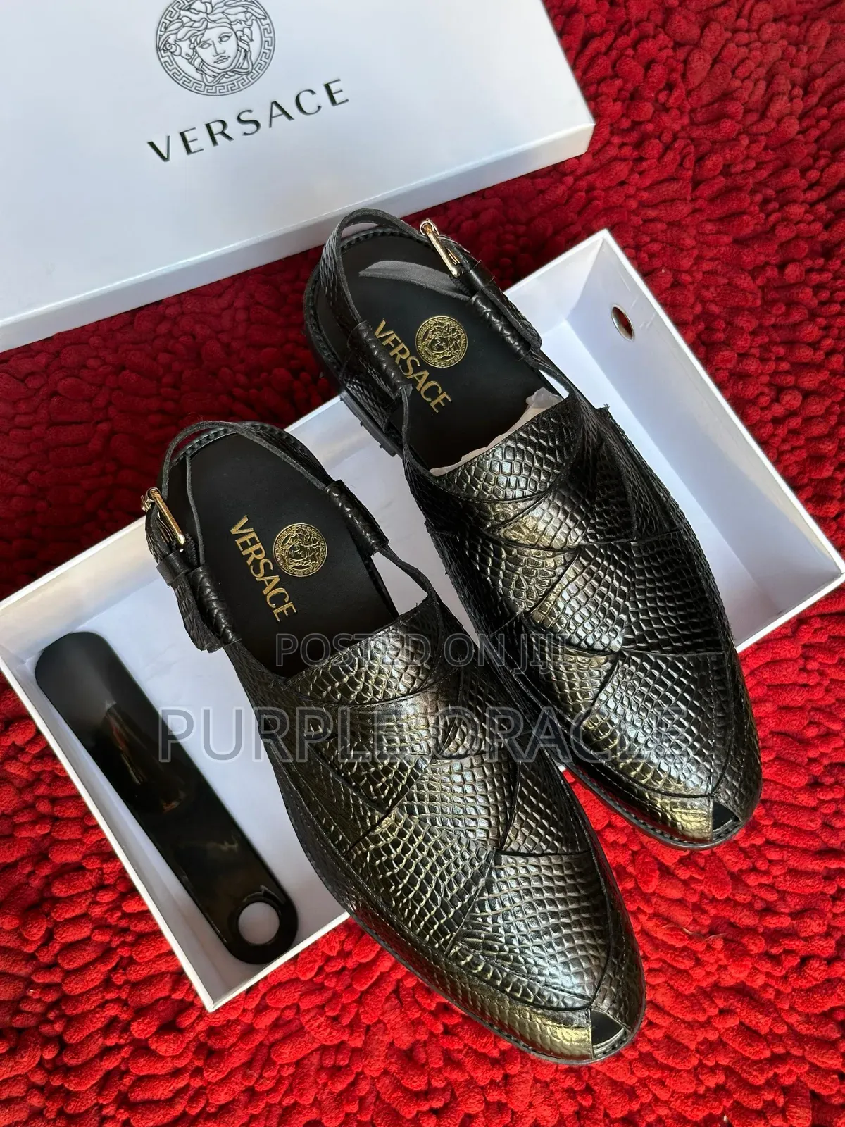 Black Versace Slingback Footwear