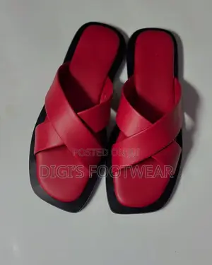 Royal Red Leather Ladies Slippers