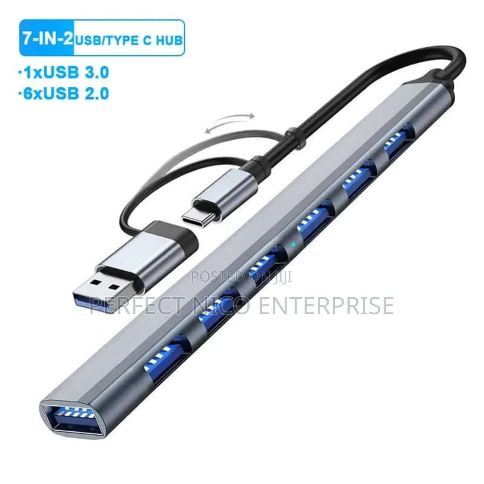 2-in-1 Type-C + Usb Hub | 4-Port High-Speed Adapter for Laptop Phone