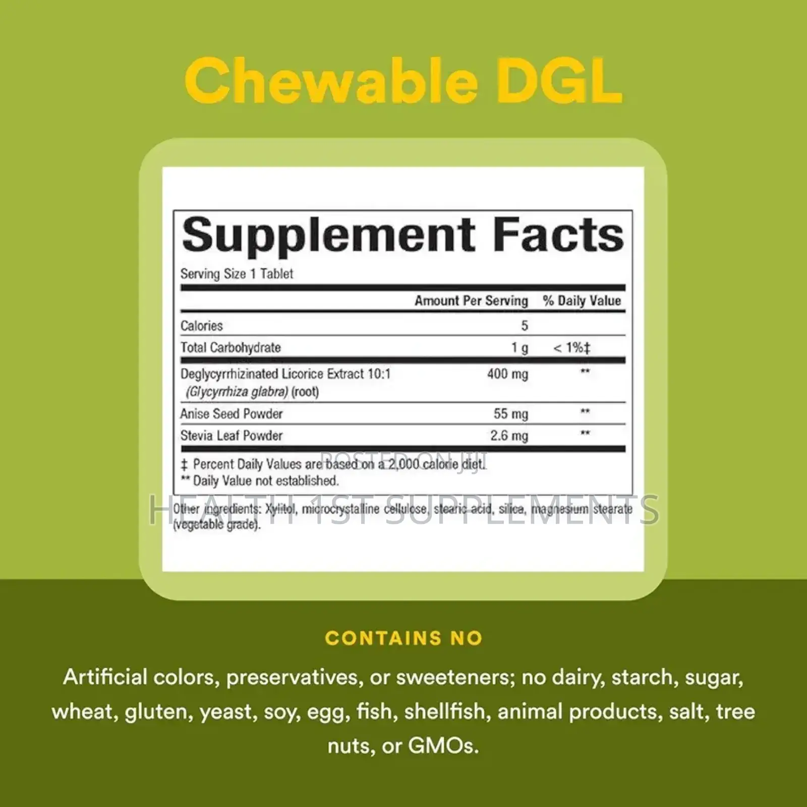 DGL 400mg, Stomach Ulcers, Gastritis 90 Chewables