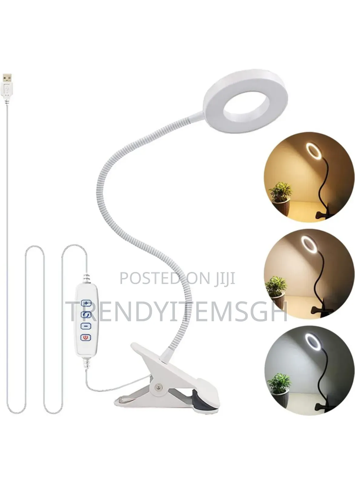 Clip-on Usb Table Lamp With 3 Color Modes Adjustable 10 Brightness