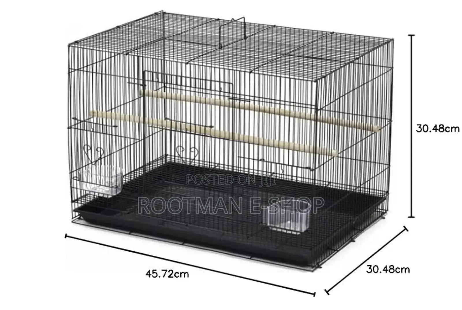 Alden Design 30" Bird Cage With Slide-Out Tray and Wood Perches, Black