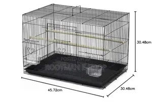 Alden Design 30" Bird Cage With Slide-Out Tray and Wood Perches, Black